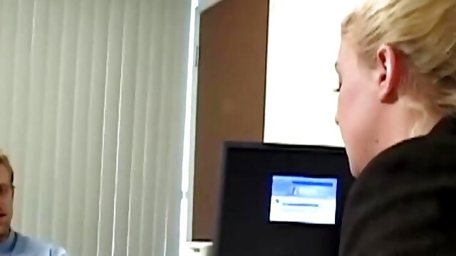 Blonde Boss Has Flaming Hot Sex with Her Handsome Blonde Underling in Her Office