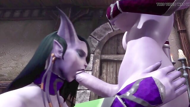 Draenei Futa Dickgirl Gets a bj by a Dickgirl - Warcraft pornography Parody