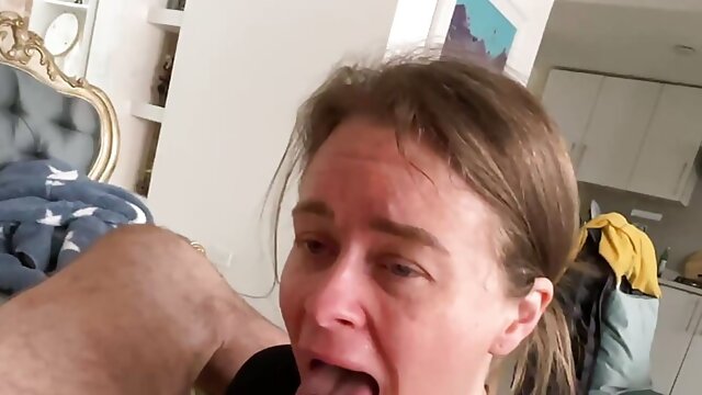 Sub Housewife Dirty Talking Blowjob and Cum Swallowing