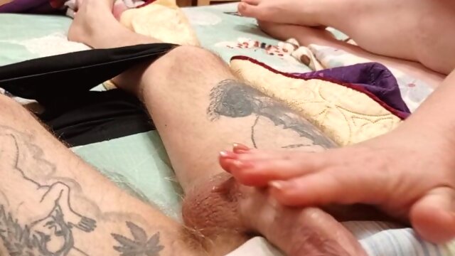 Mother-in-law loves to milk my cock before work and watch me cum
