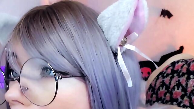 CAT GIRL WITH GLASSES BEGS YOU TO CUM ON HER SLOBBERY AHEGAO FACE