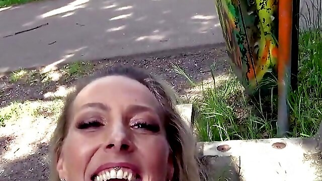 Public fucked MILF in stockings drilled outdoor by sex date