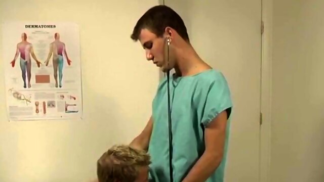 Young man has an oral encounter with a male nurse