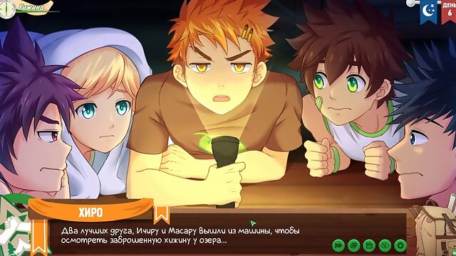 Game: Friends Camp, Episode 6 - Keitaro decides to jerk off in the shower. Russian voice acting