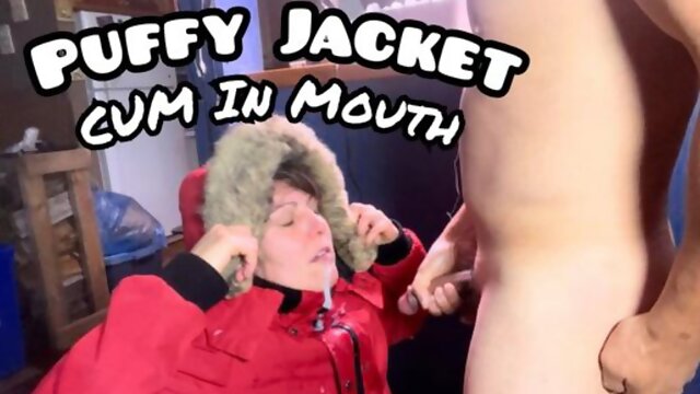 Puffy Jacket Blowjob & Cumshot in Mouth