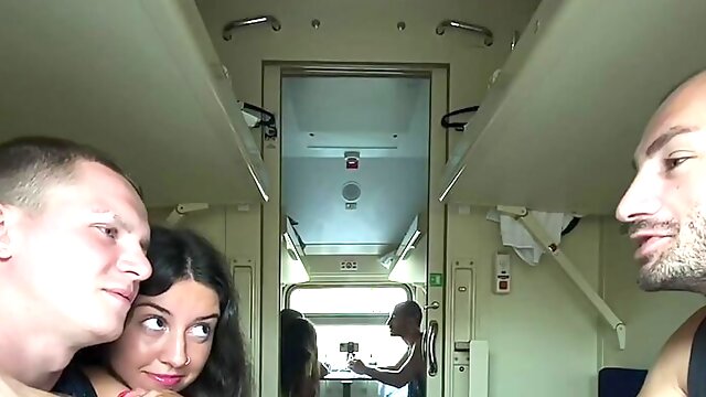 Cuckold watches his wife getting fucked by his best friend in a train compartment - 2.5