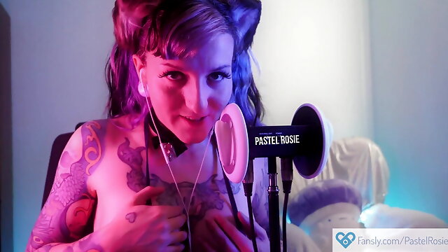 Erotic ASMR - Neko Girl Ear Licking JOI - PASTEL ROSIE Sexy Audio - Big Tits Cosplay Fansly Egirl - Wet Eating Sounds