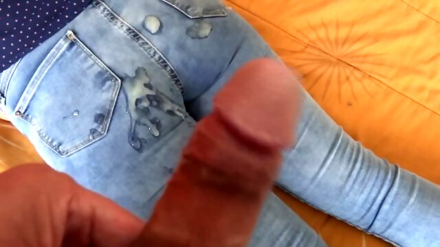 You cant put your cock in me but cum in my ass with my jeans on, stepmother moans