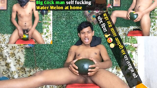 Big Cock man self fucking  Water Melon at home