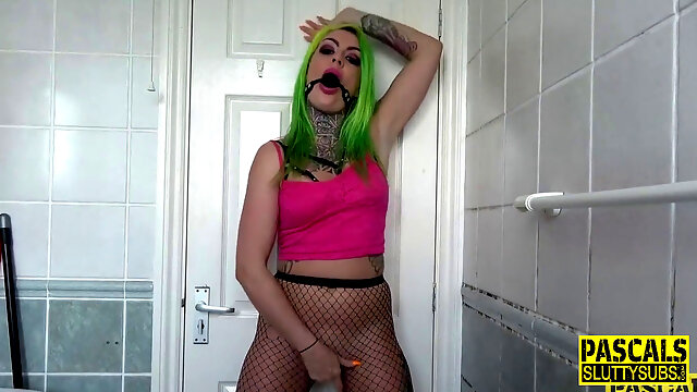 Tatted up fetish ballgagged enslaved throats