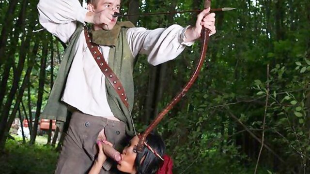 Big-boobed brunette Anissa Kate is enjoying sex in the woods