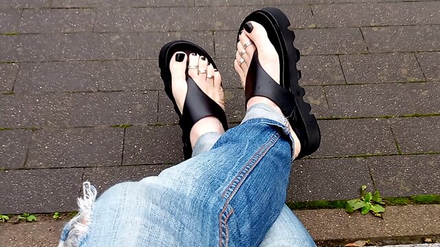 Crossdresser Feet Solo, Nylon Feet, Outdoor