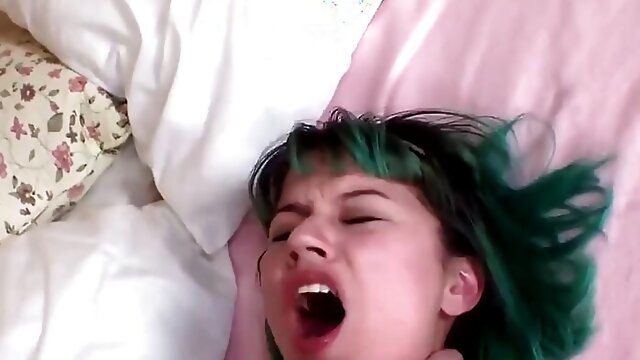Cute Girl with Green Hair Is Picked up and Hardcore Fucked