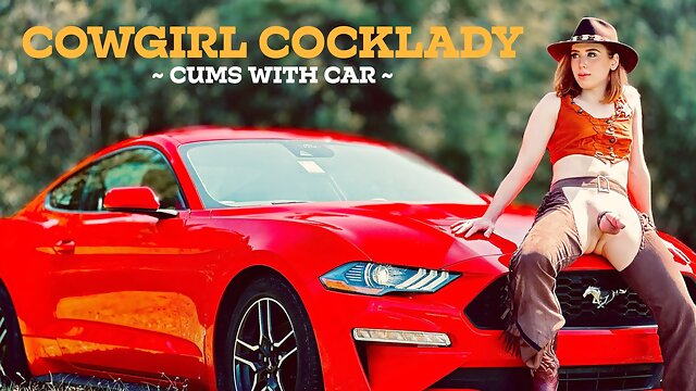 Shemale Car, Outdoor Cum, Solo Cumshot, Car Masturbation