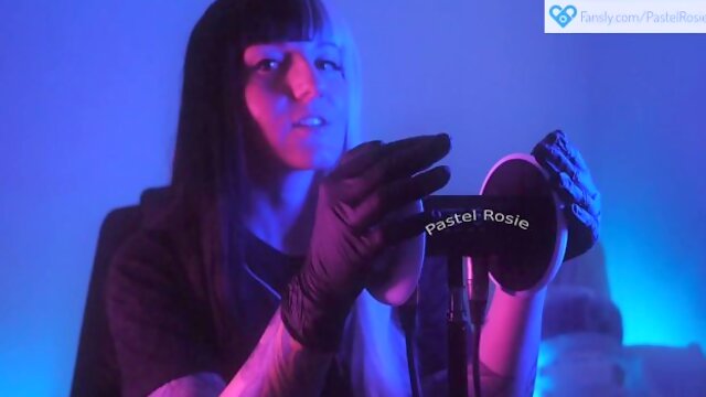 SFW ASMR - Pastel Rosie Deep Latex Gloves Ear Massage - Relaxing Egirl 3dio Rubber Fetish Tingles