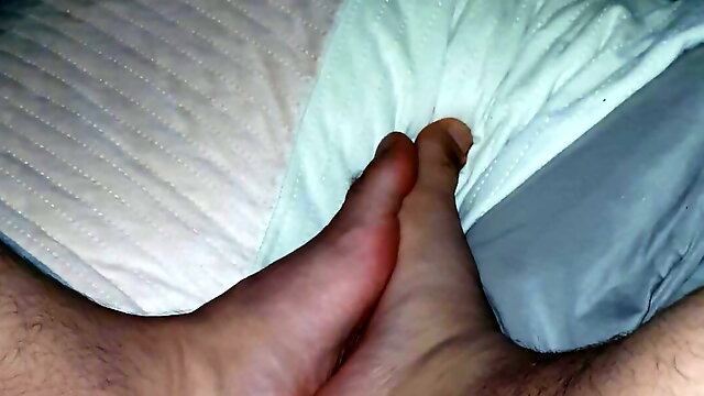 Step mom hand goes under step son leg touching his cock