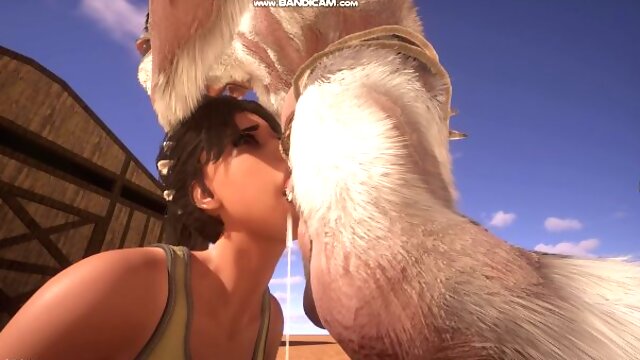 Lara fucks with Ancient Goatman and gets captured