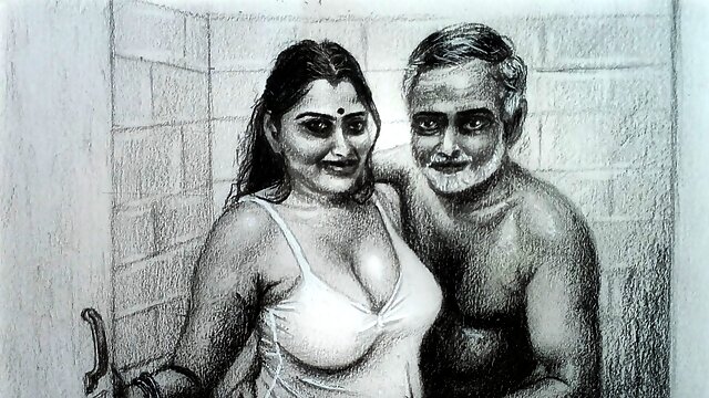 Indian Father In Law, Animation 3d, Old And Young, Erotic, MILF, Dress, Bathroom