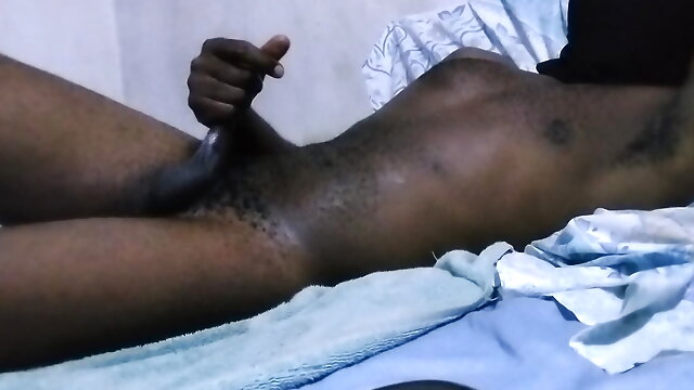 Horny black male huge cumshot