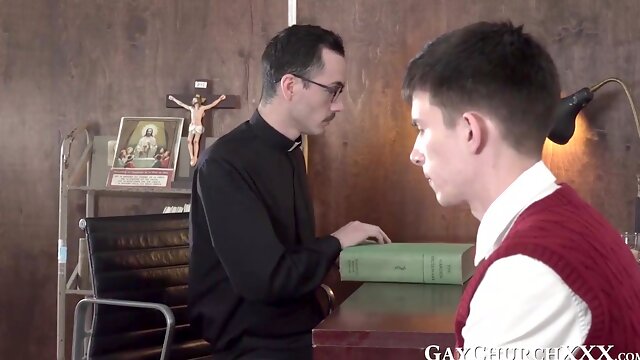 Priest fucks religious young gay raw after being sucked off