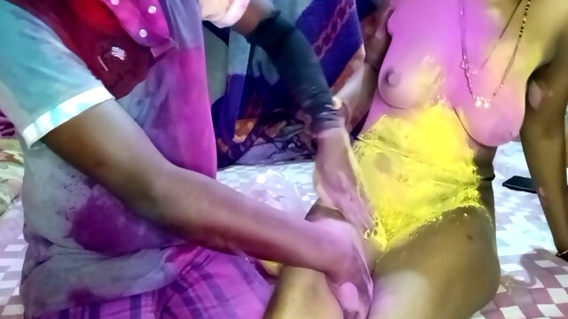 Desi Real Sex Video: On The Day Of Holi, Stepbrother-in-law Applied Abir On Stepsister-in-laws Breasts And Had Of Fun