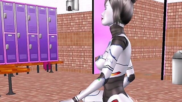 An Animated 3D Cartoon Porn Video - A Sexbot Robot Girl Giving Sexy poses then Riding a mans dick in Reverse Cowgirl Position.