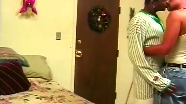 Black Dude Gets His Tight Ass Screwed By A Bald Guy On The Bed