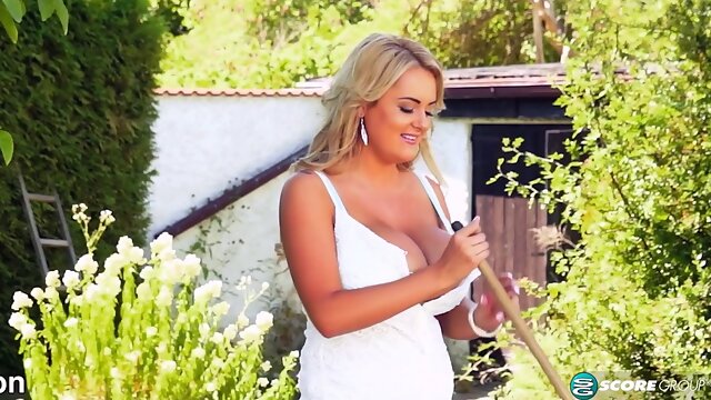 Katie Thornton flaunts her massive tits and takes it hard in the great outdoors