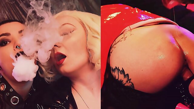 Smoking Fetish, Lesbian Latex Strapon