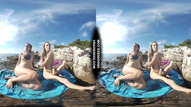 Lesbian Sunbathing, Vacation Outdoor, Nude Beach, Skinny Dipping, Chill