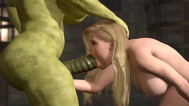 Futa orc with a large shaft smashes rigid a wonderful towheaded cockslut in the castle