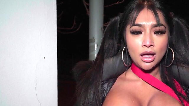 HD POV video of brunette Yasmina Khan sucking a big cock