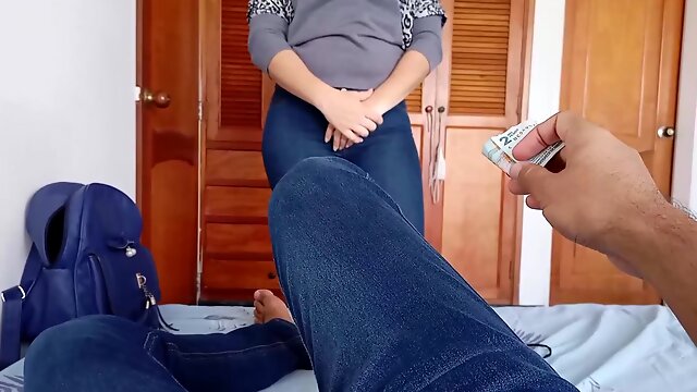 Curvy teen latina agreed to fuck with him for cash pov