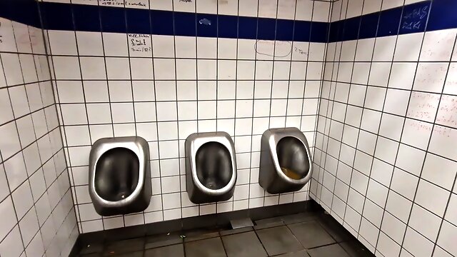 Public restroom on german national road with pee and public cum in the wc