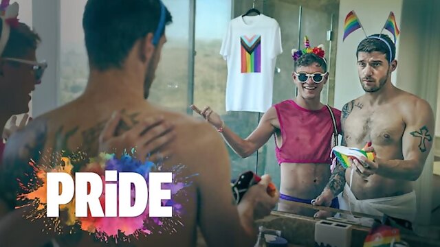 Twink Walks Muscle Hunk Through His First Pride Fest - DisruptiveFilms