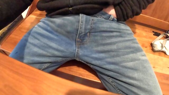 Long Edge in Jeans Drenching My Cock in Cum!