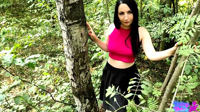 Russian MILF got lost in the forest, so now she has to fuck a stranger to find a way out