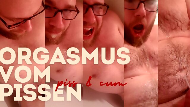 Kinky gay orgasms from pissing and cums