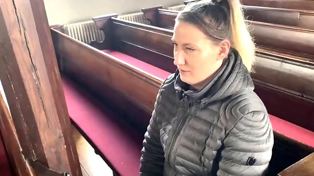 Acolyte fucks a horny blonde milf in the church! He Receives the blessed sperm!