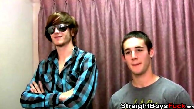 Straight guys jerking off and receiving blowjobs from chick