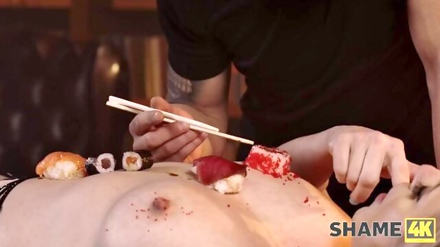 SHAME4K. Nyotaimori Means Fuck Me Harder for Sushi Odalisque