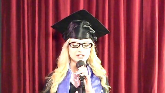 Teen Aubrey Gold Is Naked Under Her Cap and Gown