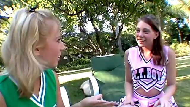Teen Cheerleaders swap and swallow