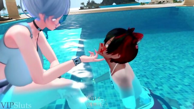 VIPSluts -  Sexy Korean MILF Mommy Shows Cute Femboy a Good Time at the Pool