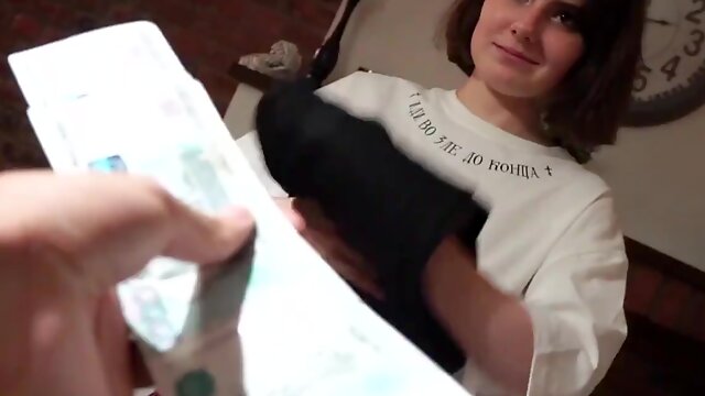 Russian Cleaner Girl Seduced to Clean Naked and Give BJ for Money