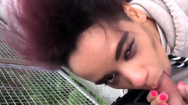 Half black girl WowLara has sex outdoors