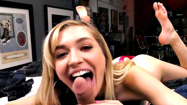 Skinny POV GF deepthroats and rides while talking dirty