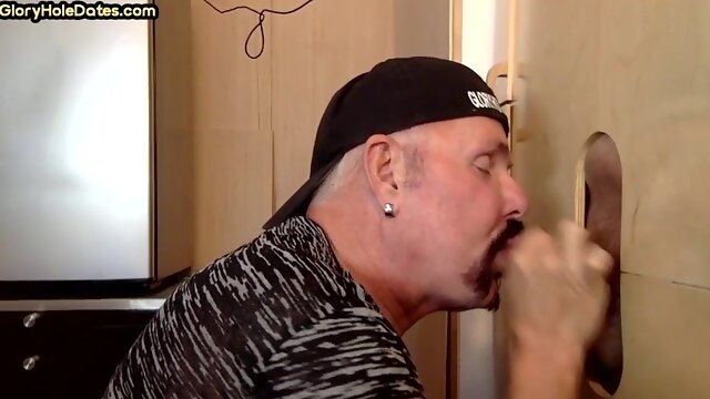 Amateur BJ DILF eats cum after spoiling cock in gloryhole