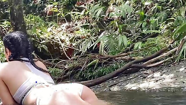 Filming my stepdaughter in the river