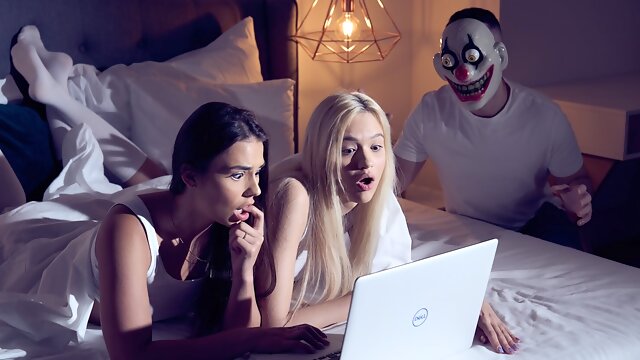 OH FUCK horror movie night leads to hot threesome sex